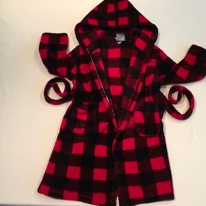 Fleece Bathrobe Hooded Belted